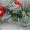 24" Flocked Pine Red Ball Berries & Silver Cedar Artificial Wreath, Unlit